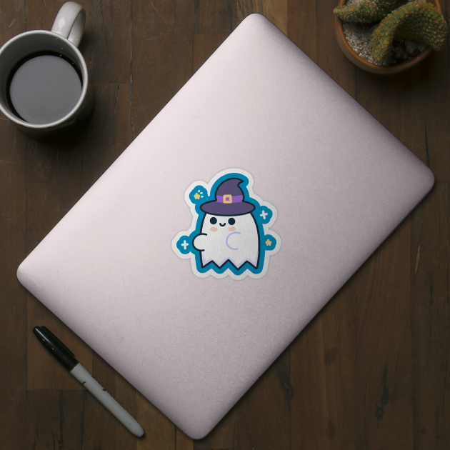 Kawaii Ghost with a witch hat by Miaufu&Friends